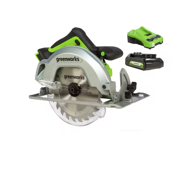 GREENWORKS 24V CIRCULAR SAW BRUSHLESS 185MM 2.0AH KIT