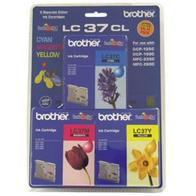 Brother LC37CL3PK CMY Ink Cartridges (Triple Pack)
Features:
<div>Compatible With: DCP135C, DCP150C, MFC235C, MFC260C</div>