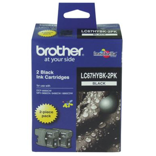Brother LC67BK2PK Black Ink Cartridge Twin Pack
Features:
<div>Compatible With: DCP185C, DCP385C, DCP395CN, DCP585CW, DCPJ715W, DCP6690CW, MFC490CW, MFCJ615W, MFC790CW, MFC795CW, MFC990CW, MFC5490CN, MFC5890CN, MFC6490CW, MFC6890CDW, 2 x Black cartridges, 450 pages each at 5% coverage A4</div>