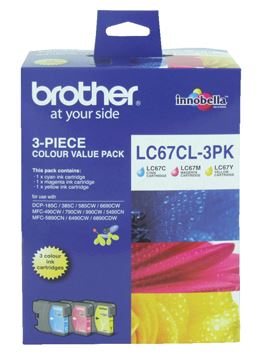Brother LC67CL3PK CMY Colour Ink Cartridges (Triple Pack)
Features:
<div>Compatible With: DCP185C, DCP385C, DCP395CN, DCP585CW, DCPJ715W, DCP6690CW, MFC490CW, MFCJ615W, MFC790CW, MFC795CW, MFC990CW, MFC5490CN, MFC5890CN, MFC6490CW, MFC6890CDW</div>