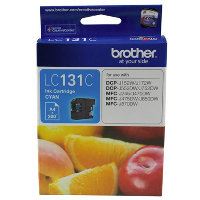 Brother LC131C Cyan Ink Cartridge
Features:
<div>Compatible With: DCPJ152W, DCPJ172W, DCPJ552DW, DCPJ752DW, MFCJ245, MFCJ470DW, MFCJ475DW, MFCJ650DW, MFCJ870DW, Yield ~300 Pages (at 5% Coverage)</div>