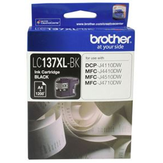 Brother LC137XLBK Black High Yield Ink Cartridge
Features:
<div>Compatible With: DCPJ4110DW, MFCJ4410DW, MFCJ4510DW, MFCJ4710DW, Yield 1200 Pages (at 5% Coverage)</div>