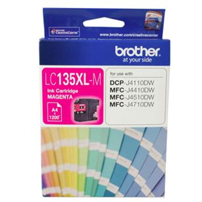 Brother LC135XLM Magenta High Yield Ink Cartridge
Features:
<div>Compatible With: DCPJ4110DW, MFCJ4410DW, MFCJ4510DW, MFCJ4710DW, MFCJ6520DW, MFCJ6720DW, MFCJ6920DW, Yield ~1200 Pages (at 5% Coverage)</div>