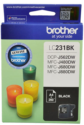 Brother LC231BK Black Ink Cartridge
Features:
<div>Compatible With: DCPJ562DW, MFCJ480DW, MFCJ680DW, MFCJ880DW. Yield ~260 Pages at 5% coverage.</div>