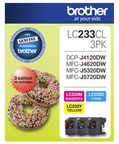 Brother LC233CL3PK CMY Colour Ink Cartridges (Triple Pack)
Features:
<div>Compatible With: DCPJ562DW, DCPJ4120DW, MFCJ480DW, MFCJ680DW, MFCJ880DW, MFCJ4620DW, MFCJ5320DW, MFCJ5320DW, 550 page yield (at 5% Coverage)</div>