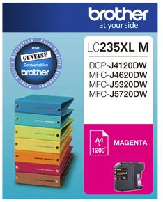 Brother LC235XLM Magenta High Yield Ink Cartridge
Features:
<div>Compatible With: DCPJ4120DW, MFCJ4620DW, MFCJ5320DW, MFCJ5720DW, Yield 1200 Pages (at 5% Coverage)</div>