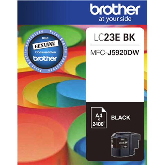 Brother LC23EBK Black Ink Cartridge
Features:
<div>Compatible With: MFCJ5920DW, Yield ~2400 Pages (at 5% Coverage)</div>