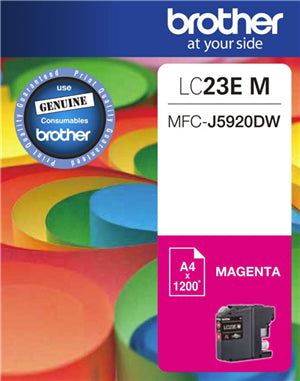 Brother LC23EM Magenta Ink Cartridge
Features:
<div>Compatible With: MFCJ5920DW, Yield ~1200 Pages (at 5% Coverage)</div>