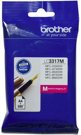 Brother LC3317M Magenta Ink Cartridge
Features:
<div>Compatible With: MFCJ5330DW, MFCJ5730DW, MFCJ6530DW, MFCJ6730DW, MFCJ6930DW, Yield ~550 Pages (at 5% Coverage)</div>
