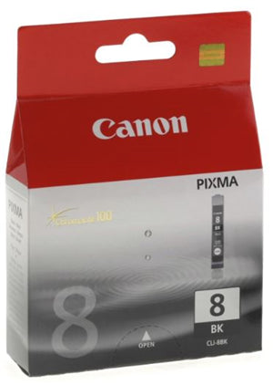 Canon CLI8BK Black Ink Cartridge
Features:
<div>Compatible with PIXMA iP4200, iP4300, iP4500, iP5200, iP5200R, iP5300, MP500, MP530, MP600, MP600R, MP610, MP800, MP800R, MP810, MP830,  MX850,  iP6210D, iP6220D, iP6320D, iP6600D, iP6700D, iX4000, iX5000, iP3300, iP3500, MP970 Pro9000, Pro9000MKII, Yield ~490 Pages</div>