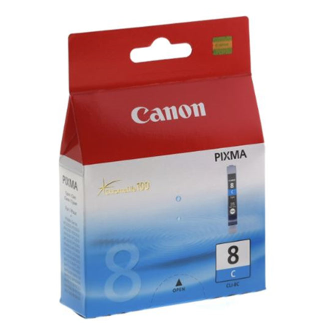Canon CLI8C Cyan Ink Cartridge
Features:
<div>Compatible with PIXMA iP4200, iP4300, iP4500, iP5200, iP5200R, iP5300, MP500, MP530, MP600, MP600R, MP610, MP800, MP800R, MP810, MP830,  MX850,  iP6210D, iP6220D, iP6320D, iP6600D, iP6700D, iX4000, iX5000, iP3300, iP3500, MP510, MP520, MX700, mini260, IP100 MP960, MP970 Pro9000, Pro9000MKII, Yield ~490 Pages</div>