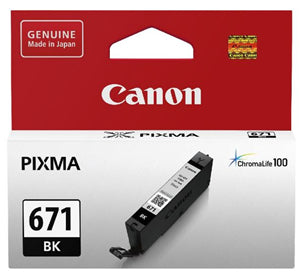Canon CLI671BK Black Ink Cartridge
Features:
<div>Compatible With: MG5760, MG5765, MG5766, MG6860, MG6865, MG6866, MG7760, MG7765, M7766, TS5060, TS6060, TS8060, TS9060 Tank Capacity - 6.5ml</div>