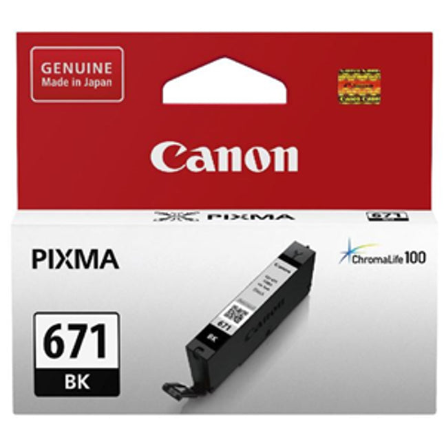 Canon CLI671BK Black Ink Cartridge
Features:
<div>Compatible With: MG5760, MG5765, MG5766, MG6860, MG6865, MG6866, MG7760, MG7765, M7766, TS5060, TS6060, TS8060, TS9060 Tank Capacity - 6.5ml</div>