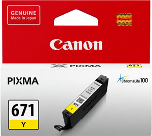 Canon CLI671Y Yellow Ink Cartridge
Features:
<div>Compatible With: MG5760, MG5765, MG5766, MG6860, MG6865, MG6866, MG7760, MG7765, M7766, TS5060, TS6060, TS8060, TS9060 Tank Capacity - 6.5ml</div>
