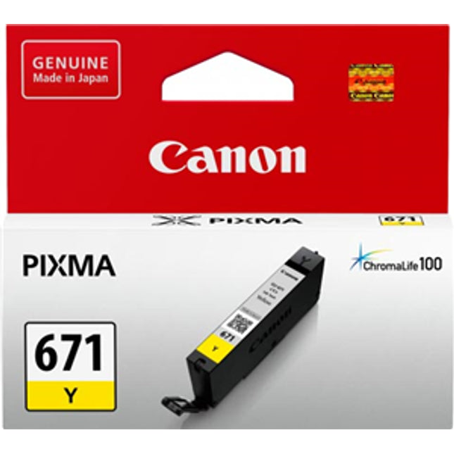 Canon CLI671Y Yellow Ink Cartridge
Features:
<div>Compatible With: MG5760, MG5765, MG5766, MG6860, MG6865, MG6866, MG7760, MG7765, M7766, TS5060, TS6060, TS8060, TS9060 Tank Capacity - 6.5ml</div>