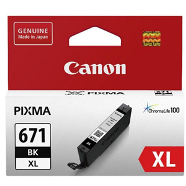 Canon CLI671XLBK Dye Black High Yield Ink Cartridge
Features:
<div>Compatible With: MG5760, MG5765, MG5766, MG6860, MG6865, MG6866, MG7760, MG7765, MG7766, TS5060, TS6060,  TS8060, TS9060 Cartridge size - 10.8ml
</div>