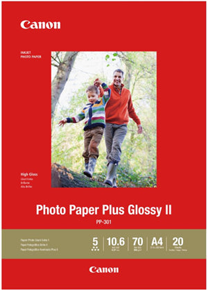 Canon PP-301 A4 Glossy II 275gsm Photo Paper - 20 Sheets
Features:
<div>A4, 275GSM, 20 Sheets Glossy Photo Paper
This paper provides rich, deep blacks and vivid colours. It has a thickness and crisp, luxurious feel of high-quality photo paper fresh from the photo lab and provides great value for a paper of this quality.</div>