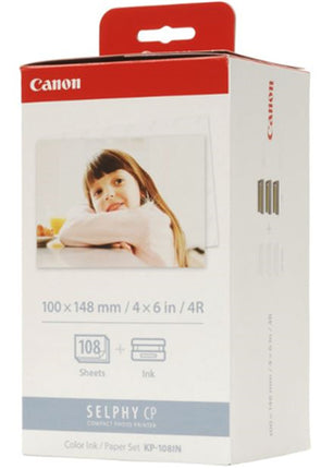 Canon KP-108IN Selphy 6x4 Photo Paper & Ink Kit - 108 Sheets
Features:
<div>The perfect way to create personalised postcards. This pack includes postcard size photos for 108 sheets and colour ink cassette for 108 printouts.
Compatible with old and new SELPHY printers: CP800/CP810/CP900/CP1000/CP1200/CP1300.</div>