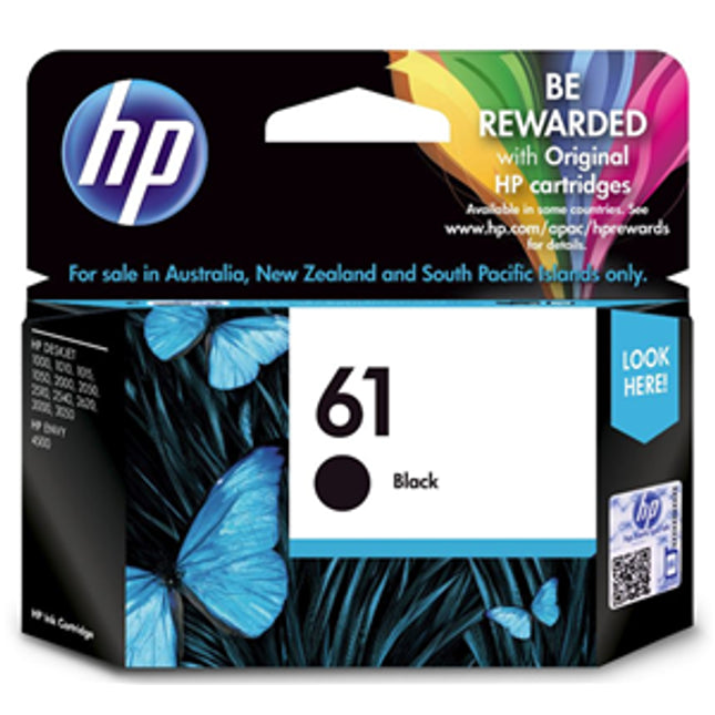 HP 61 Black Ink Cartridge
Features:
<div>Compatible With: Deskjet 1000, 1050A, 1055, 1056, 1510, 1512, 1513,2050, 2050A, 2512, 2514, 2540, 2542, 2544, 3050, 3050A, 3052A, 3054, 3055A, 3510, 3511, 3512, ENVY 4500, 4501, 4502, 4503, 4504, 4505, 4507, 4508, 5530, 5531, 5532, 5534, 5535, 5539, Officejet 2620, 2621, 2622, 4630, Yield ~190 Pages</div>