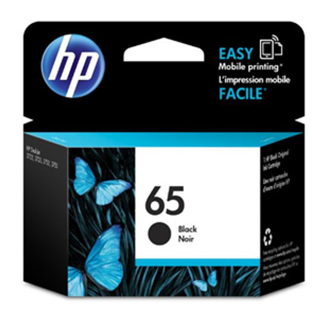 HP 65 Black Ink Cartridge
Features:
<div>Compatible with: DeskJet 2620, 3755, 3720, Envy 5020
Yield ~120 Pages (at 5% Coverage)</div>