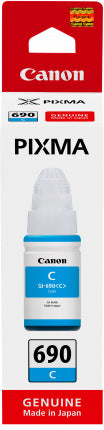 Canon GI690 Cyan Pixma Endurance Ink Bottle
Features:
<div>Compatible with: PIXMA MegaTank Endurance G3610, G3600, G4610
Yield ~7,000 Pages</div>