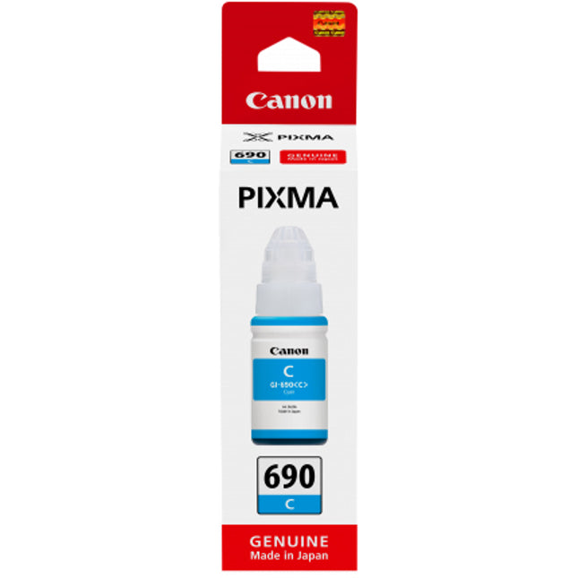 Canon GI690 Cyan Pixma Endurance Ink Bottle
Features:
<div>Compatible with: PIXMA MegaTank Endurance G3610, G3600, G4610
Yield ~7,000 Pages</div>
