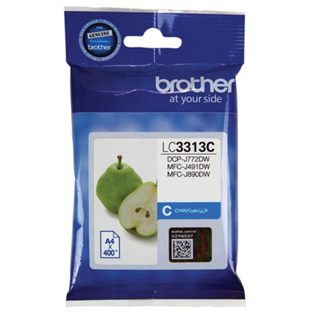 Brother LC3313C Cyan Ink Cartridge High Yield
Features:
<div>Compatible With: MFCJ491DW
Yield ~400 Pages (at 5% Coverage)</div>