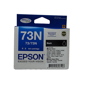 Epson 73N Black Ink Cartridge
Features:
<div>Compatible With: Stylus CX4900, Stylus CX3900, Stylus CX5900, Stylus C79, Stylus CX6900F, Stylus C90, Stylus C110, Stylus CX5500, Stylus CX7300, Stylus CX8300, Stylus CX9300F, Stylus Office TX300F, Stylus Office TX600FW, Stylus TX400, Stylus TX200, Stylus T20, Stylus TX100, Stylus Office T40W, Stylus T21, Stylus TX110, Stylus TX210, Stylus TX550W, Stylus Office TX610FW, Stylus NX220</div>