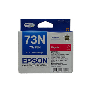 Epson 73N Magenta Ink Cartridge
Features:
<div>Compatible With: Stylus CX4900, Stylus CX3900, Stylus CX5900, Stylus C79, Stylus CX6900F, Stylus C90, Stylus C110, Stylus CX5500, Stylus CX7300, Stylus CX8300, Stylus CX9300F, Stylus Office TX300F, Stylus Office TX600FW, Stylus TX400, Stylus TX200, Stylus T20, Stylus TX100, Stylus Office T40W, Stylus T21, Stylus TX110, Stylus TX210, Stylus TX550W, Stylus Office TX610FW, Stylus NX220</div>