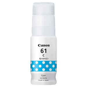 Canon GI61C PIXMA MegaTank Ink Bottle Cyan
Features:
<div>Compatible with: PIXMA MegaTank G3660, G3665, G3620, G3625
Yield ~7,700 Pages, GI-61 Cyan</div>