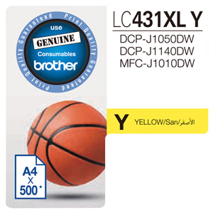 Brother LC431XLY Yellow High Yield Ink Cartridge
Features:
<div>Compatible With: MFC-J1010DW, DCP-J1050DW, DCP-J1140DW ~ 500 Pages</div>