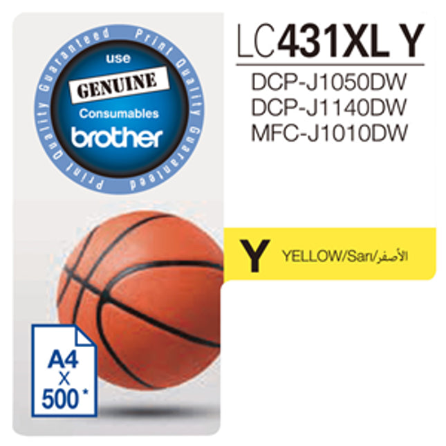 Brother LC431XLY Yellow High Yield Ink Cartridge
Features:
<div>Compatible With: MFC-J1010DW, DCP-J1050DW, DCP-J1140DW ~ 500 Pages</div>
