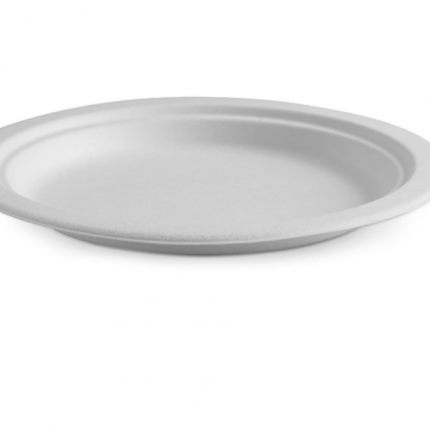 round plate sugarcane white 23 cm 9 125 pack