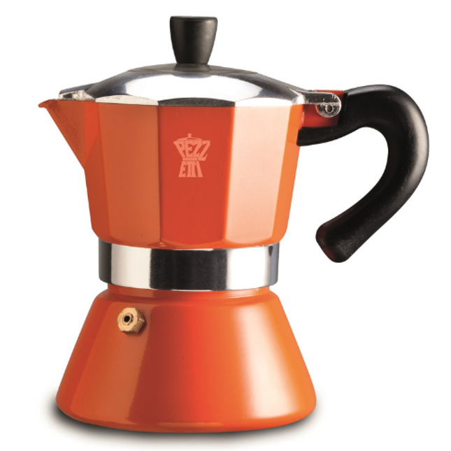 Pezzetti Bellexpress Espresso Pot Orange 6 Cups