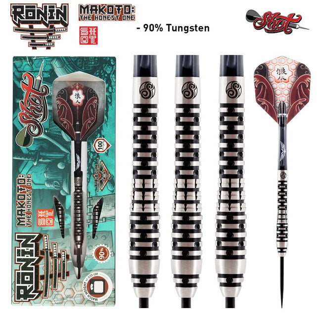 ronin makoto steel tip dart set 90 tungsten barrels