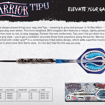 warrior tipu steel tip dart set 80 tungsten