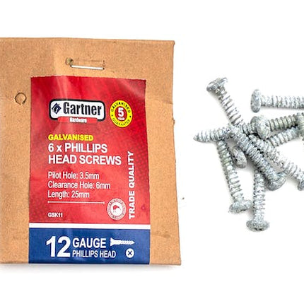 galvanised screws gauge 12 25 mm 10 pack