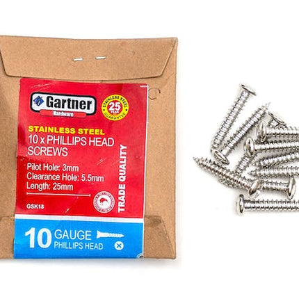 stainless steel screws gauge 10 25 mm 10 pack