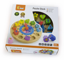 puzzle clock and geometric blocks