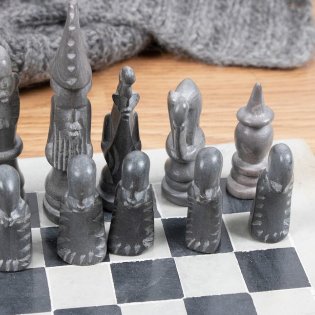 Small stone chess set