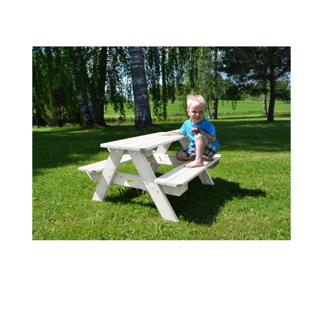 Lisbet Kids Wooden White Picnic Table