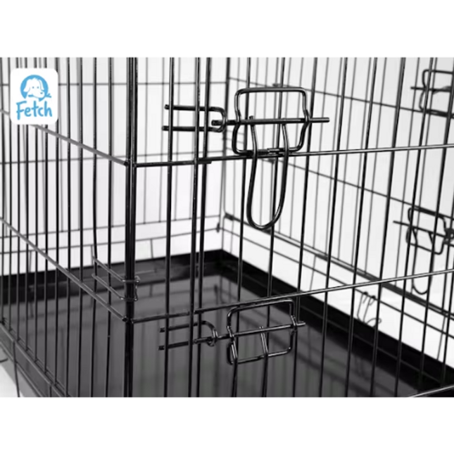 FETCH DOG CRATE CAGE DOUBLE DOOR FOLDABLE - MEDIUM
