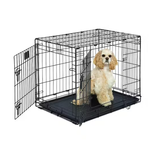 FETCH DOG CRATE CAGE DOUBLE DOOR FOLDABLE - MEDIUM