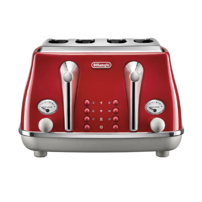 Delonghi Icona Capitals 4 Slice Toaster Tokyo Red