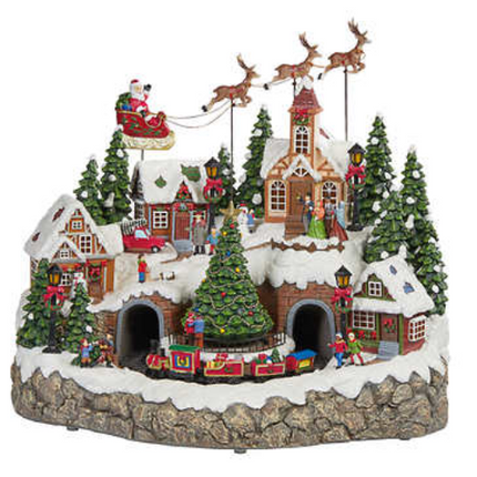 Snowy Holiday Village Centerpiece