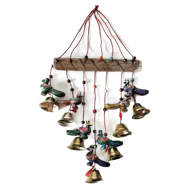 Wall Hanging Peacock Bells with Beads