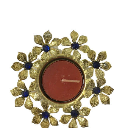 Diwali Diya Tealight Candle Holder Golden Flowers