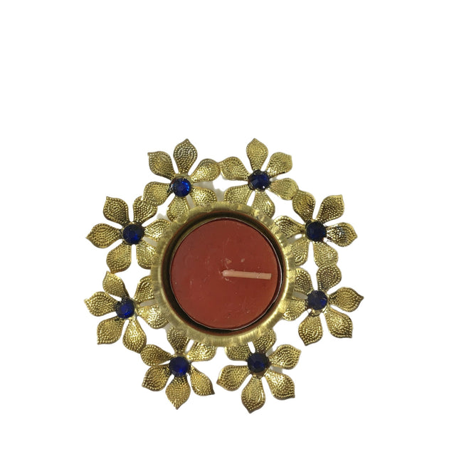 Diwali Diya Tealight Candle Holder Golden Flowers