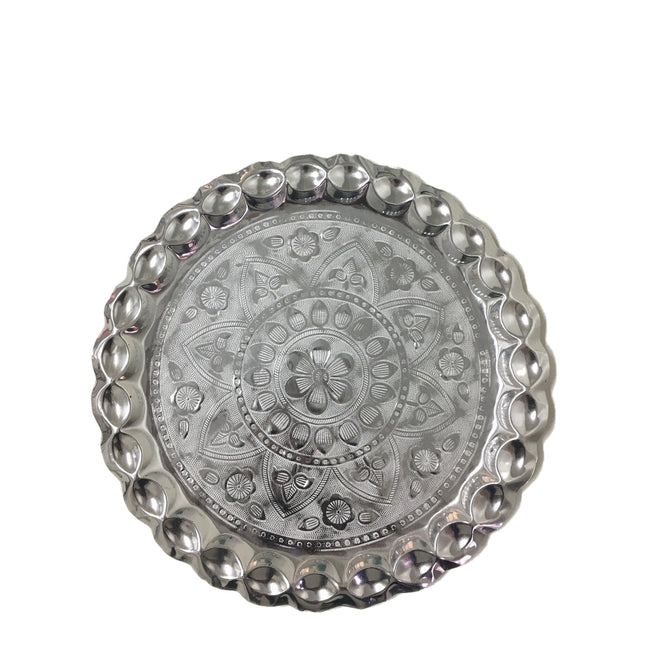 Silver Thali - Puja Thali with beautiful Floral Patterns