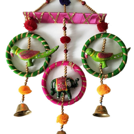 Wall Hanging Parrot elephant inside Gotta Balls Multicolor with Bells